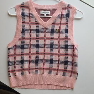 Teddy Fresh Pink and Blue Plaid Knit Tank Top